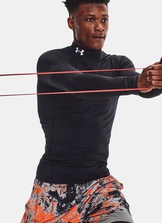 Siyah Erkek Yuvarlak Yaka Compression Fit T-Shirt 1366072-001 UA CG Armour Comp Mock