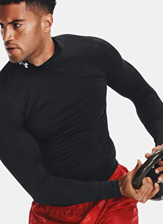 Under Armour 1369606-001-UA HG Armour Comp Mock Siyah Bisiklet Yaka Dar Düz Erkek T-Shirt