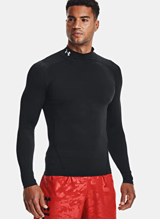 Under Armour 1369606-001-UA HG Armour Comp Mock Siyah Bisiklet Yaka Dar Düz Erkek T-Shirt