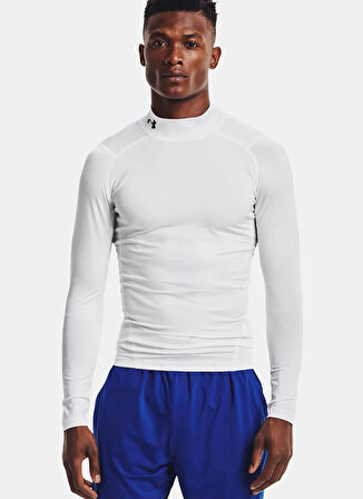 Under Armour 1369606-100-UA HG Armour Comp Mock Beyaz Bisiklet Yaka Dar Düz Erkek T-Shirt