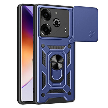 Gpack Tecno Pova 6 Pro uyumlu Kılıf Pars Sürgülü Kamera Korumalı Yüzüklü Sert Silikon