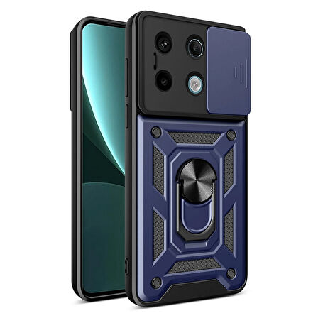 Gpack Xiaomi Poco X6 Pro uyumlu Kılıf Pars Sürgülü Kamera Korumalı Yüzüklü Sert Silikon