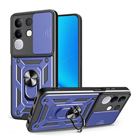 Gpack Vivo Y29 uyumlu Kılıf Pars Sürgülü Kamera Korumalı Yüzüklü Sert Silikon