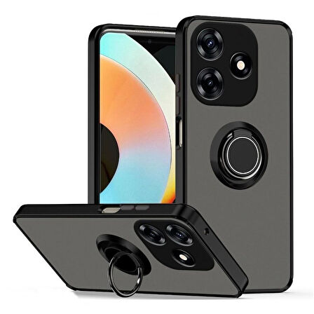 Gpack İnfinix Hot 30 uyumlu Kılıf Montreal Yüzüklü Mıknatıslı Kamera Korumalı Silikon