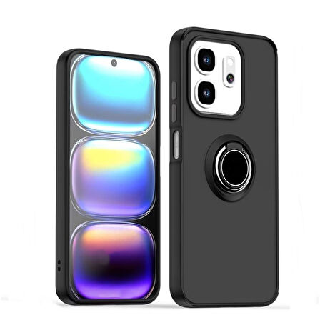 Gpack İnfinix Smart 9 uyumlu Kılıf Montreal Yüzüklü Mıknatıslı Kamera Korumalı Silikon