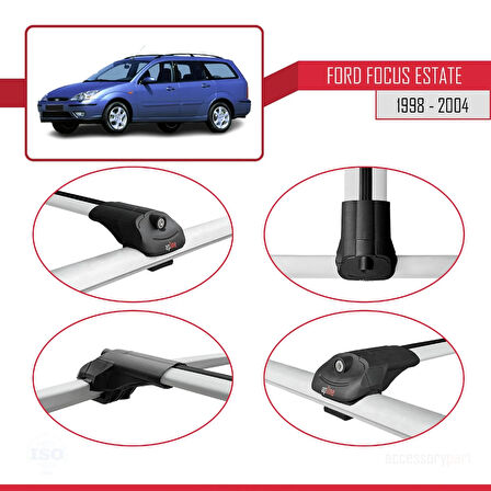 Ford Focus (C170) SW 1998-2004 Arası ile Uyumlu ACE-1 Ara Atkı Tavan Barı Gri 2 Adet