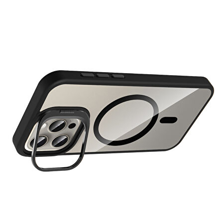 Gpack Apple iPhone 15 Pro uyumlu Kılıf Standlı M-Safe Özellikli Etro Kapak  Lens Koruma