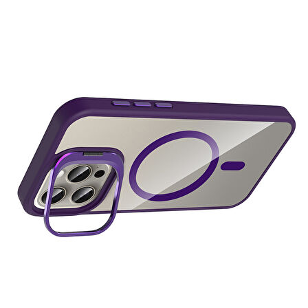 Gpack Apple iPhone 15 Pro uyumlu Kılıf Standlı M-Safe Özellikli Etro Kapak  Lens Koruma