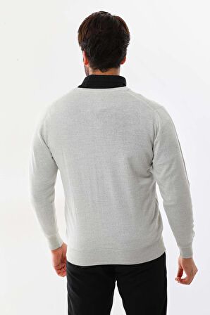 Günay Erkek V Yaka Yün Kazak 5000 Açık Gri