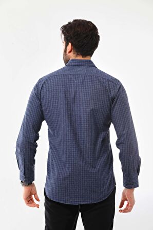 Marisso Erkek Cep Detaylı Uzun Kol %100 Pamuk Gömlek 019NS Indigo