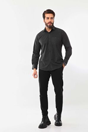 Marisso Erkek Cep Detaylı Uzun Kol %100 Pamuk Gömlek 019NS Koyu Yeşil