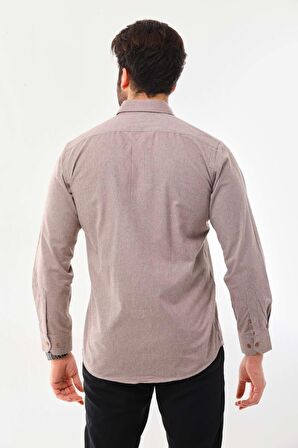 Marisso Erkek Cep Detaylı Uzun Kol %100 Pamuk Gömlek 19ASM Bej