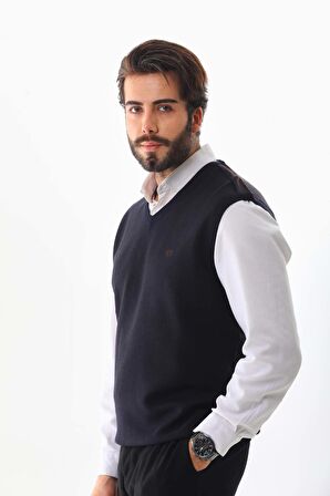 Pelikan Erkek V Yaka Desenli Süveter 7612 Lacivert