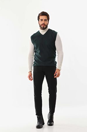 Pelikan Erkek V Yaka Desenli Süveter 7612 Yeşil