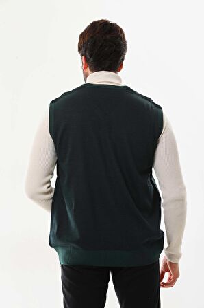 Pelikan Erkek V Yaka Desenli Süveter 7612 Yeşil