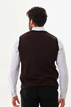 Pelikan Erkek Çizgili V Yaka Süveter 9606 Bordo