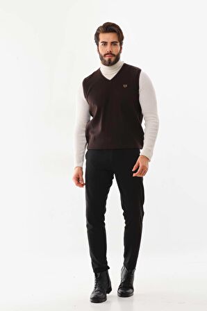 Pelikan Erkek V Yaka Süveter 5610 Kahverengi