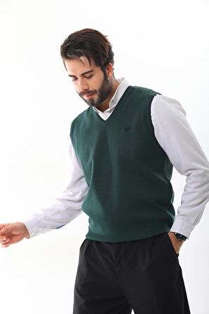 Pelikan Erkek V Yaka Süveter 5610 Yeşil