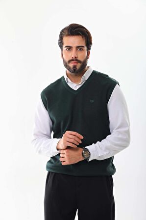 Pelikan Erkek V Yaka Süveter 9617 Yeşil