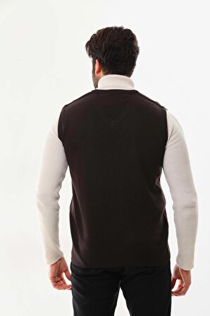 Pelikan Erkek V Yaka Desenli Süveter 9614 Kahverengi