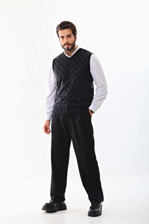 Pelikan Erkek V Yaka Desenli Süveter 9614 Lacivert