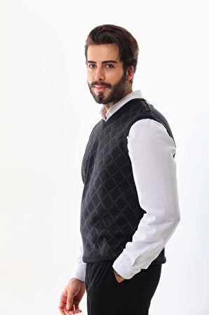 Pelikan Erkek V Yaka Desenli Süveter 9614 Lacivert