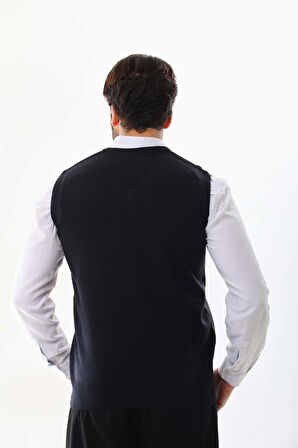 Pelikan Erkek V Yaka Desenli Süveter 9614 Lacivert