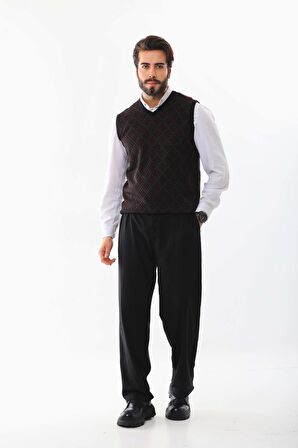 Pelikan Erkek V Yaka Desenli Süveter 9614 Bordo