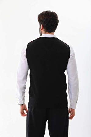 Pelikan Erkek V Yaka Desenli Süveter 9614 Bordo