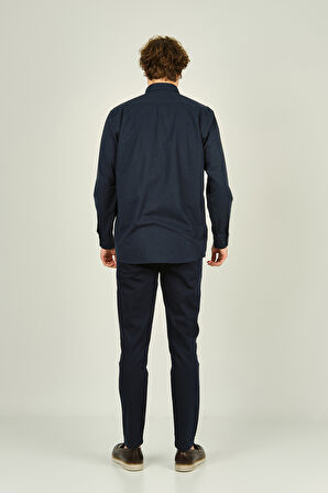 Mugi Erkek Uzun Kollu Tek Cepli %100 Pamuk Gömlek 4100 Lacivert