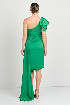 Saygın Kadın Tek Omuz Detaylı Yandan Kuyruklu Abiye Elbise 3474 Benetton