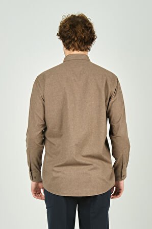 Figs Erkek Tek Cep Detaylı Uzun Kollu %100 Pamuk Gömlek 0012 Kahverengi