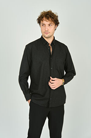Figs Erkek Tek Cep Detaylı Uzun Kollu %100 Pamuk Gömlek 0012 Antrasit