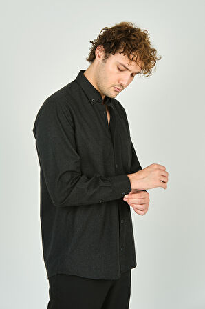 Figs Erkek Tek Cep Detaylı Uzun Kollu %100 Pamuk Gömlek 0012 Antrasit