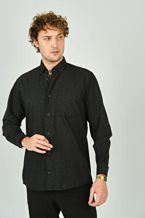 Figs Erkek Tek Cep Detaylı Uzun Kollu %100 Pamuk Gömlek 0012 Antrasit