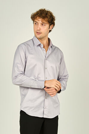 Figs Erkek Slim Fit Uzun Kollu Pamuklu Parlak Kumaş Gömlek 0013 Lila