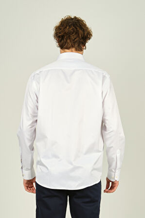 Figs Erkek Slim Fit Uzun Kollu Pamuklu Parlak Kumaş Gömlek 0013 Beyaz