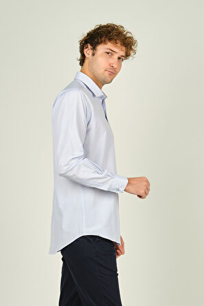 Figs Erkek Slim Fit Uzun Kollu Pamuklu Gömlek 0017 Açık Mavi