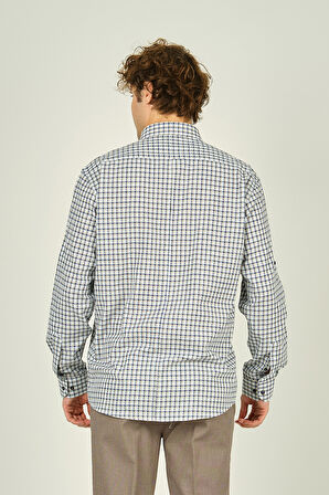 Figs Erkek Slim Fit Ekoseli Uzun Kollu %100 Pamuk Gömlek 0016 Bej