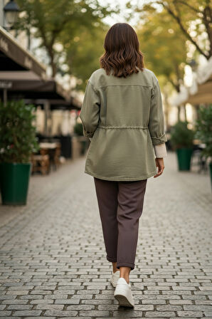 Sy & Black Kadın Çelik Örgü Beli Lastikli ve Bağcıklı Geniş Beden Aralıklı Jogger Pantolon 25P-03 Füme