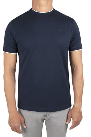 Formenti Erkek Sıfır Yaka Kısa Kollu %100 Pamuk T-Shirt 1543 Koyu Lacivert