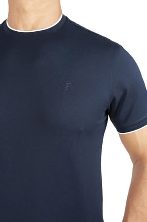Formenti Erkek Sıfır Yaka Kısa Kollu %100 Pamuk T-Shirt 1543 Koyu Lacivert