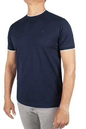 Formenti Erkek Sıfır Yaka Kısa Kollu %100 Pamuk T-Shirt 1543 Koyu Lacivert