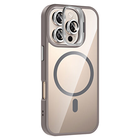 Gpack iPhone 16 Pro Max uyumlu Kılıf Standlı M-Safe Özellikli Etro Kapak  Lens Koruma