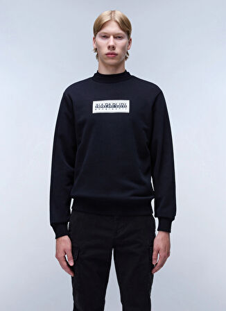 Siyah Erkek Bisiklet Yaka Normal Bel Normal Kalıp Sweatshirt NP0A4I1A0411_B-BOX LOGO C