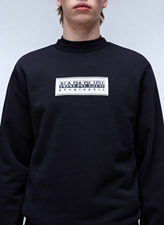 Siyah Erkek Bisiklet Yaka Normal Bel Normal Kalıp Sweatshirt NP0A4I1A0411_B-BOX LOGO C