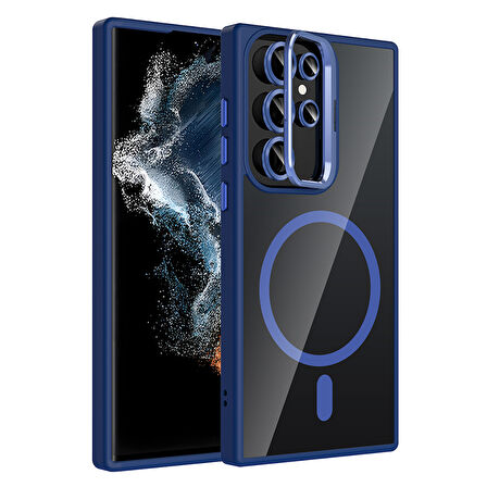 Gpack Samsung Galaxy S22 Ultra 5G uyumlu Kılıf Standlı M-Safe Özellikli Etro Kapak  Lens Koruma