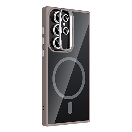 Gpack Samsung Galaxy S22 Ultra 5G uyumlu Kılıf Standlı M-Safe Özellikli Etro Kapak  Lens Koruma