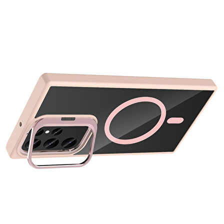 Gpack Samsung Galaxy S23 Ultra uyumlu Kılıf Standlı M-Safe Özellikli Etro Kapak  Lens Koruma