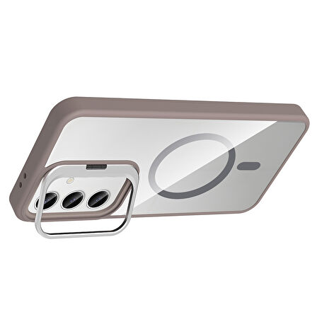 Gpack Samsung Galaxy S24 uyumlu Kılıf Standlı M-Safe Özellikli Etro Kapak  Lens Koruma